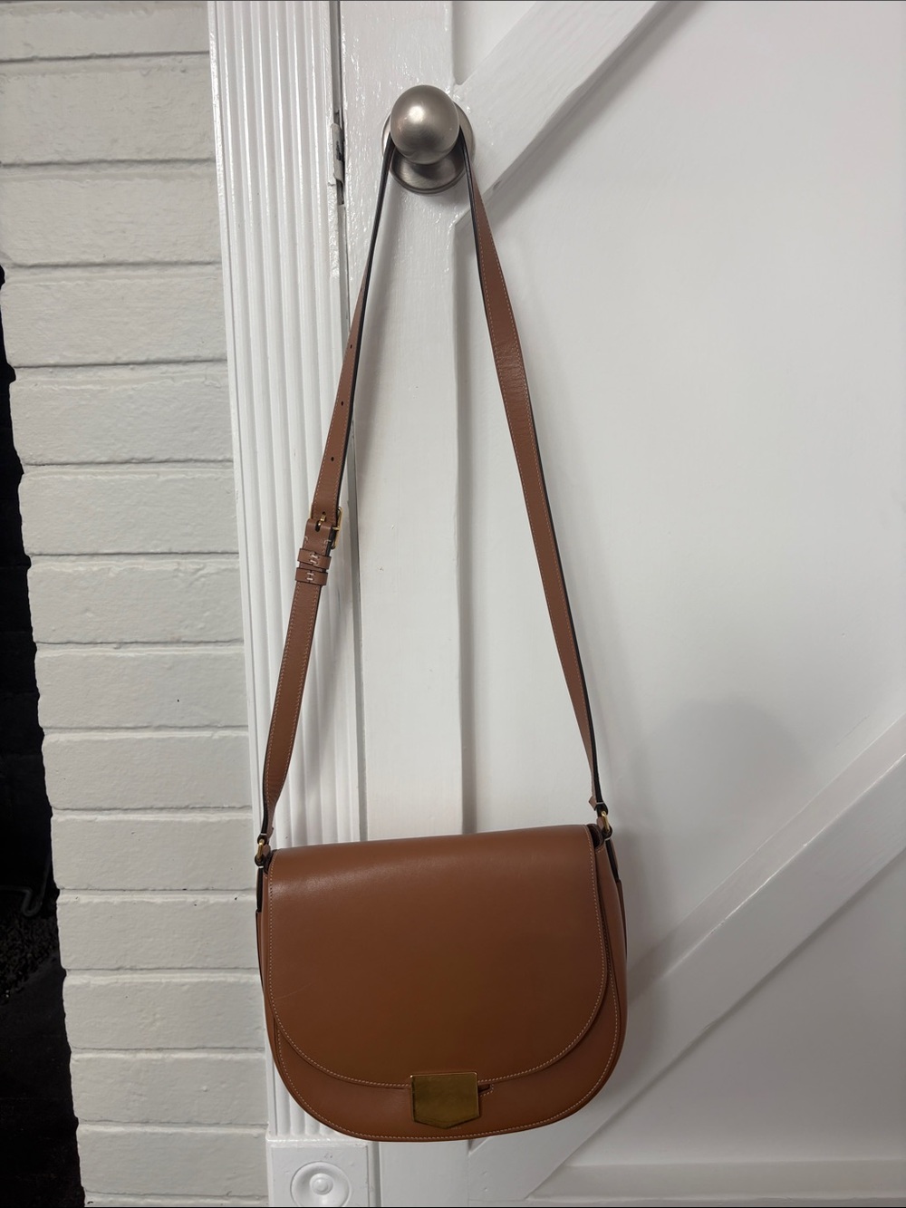 Brown Leather Celine Paris Crossbody Bag